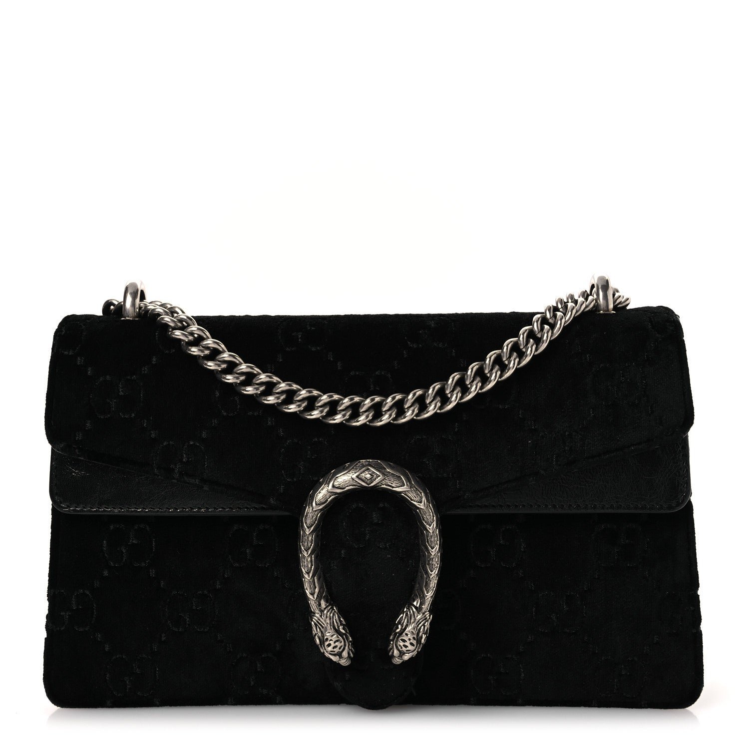 Gucci Velvet GG Monogram Small Dionysus Shoulder Bag Black