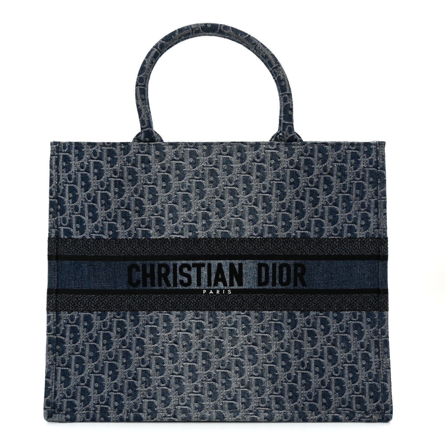 Christian Dior Oblique Denim Large Book Tote Blue
