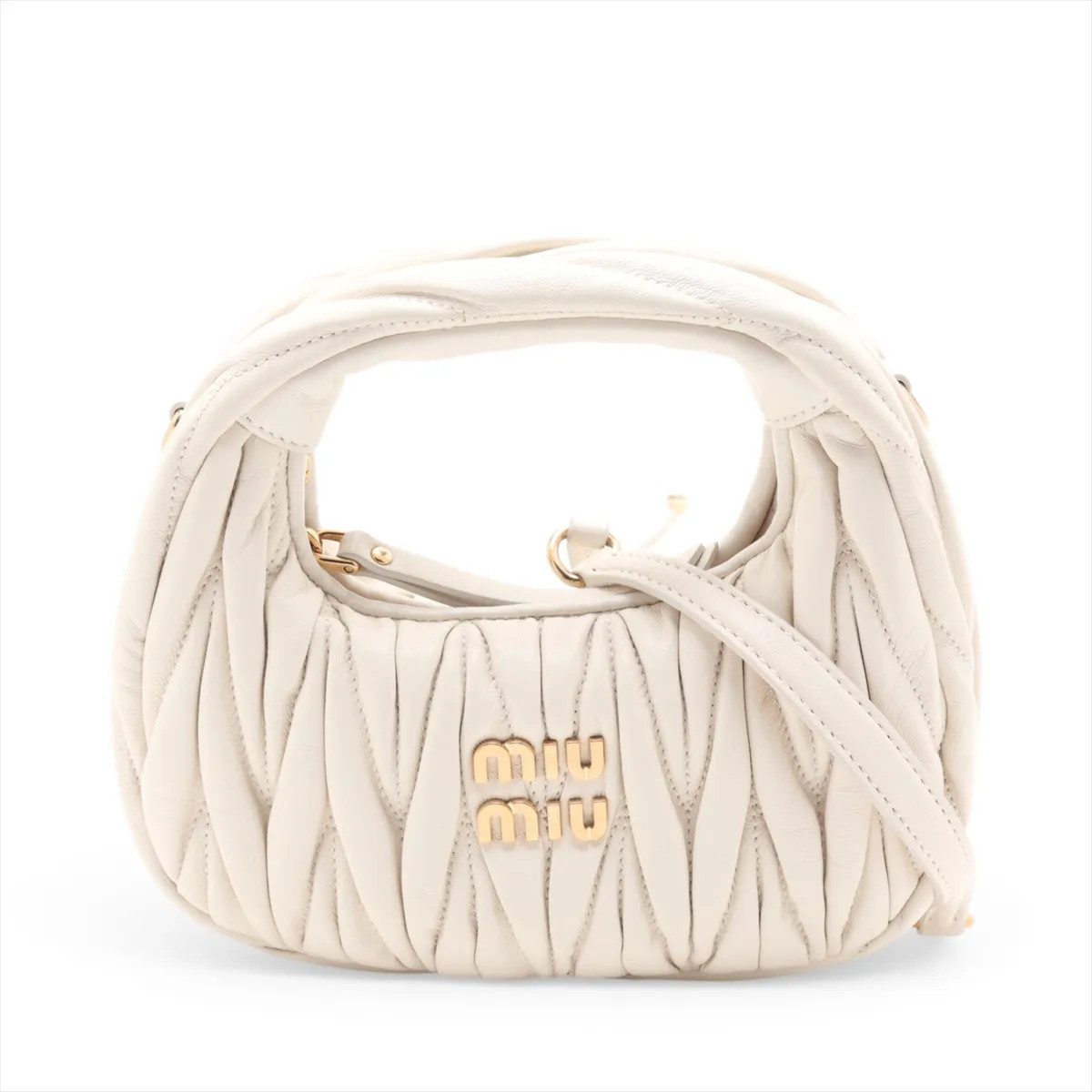Miu Miu Matelassé wonder Leather 2 Way Shoulder Bag White 5BP078