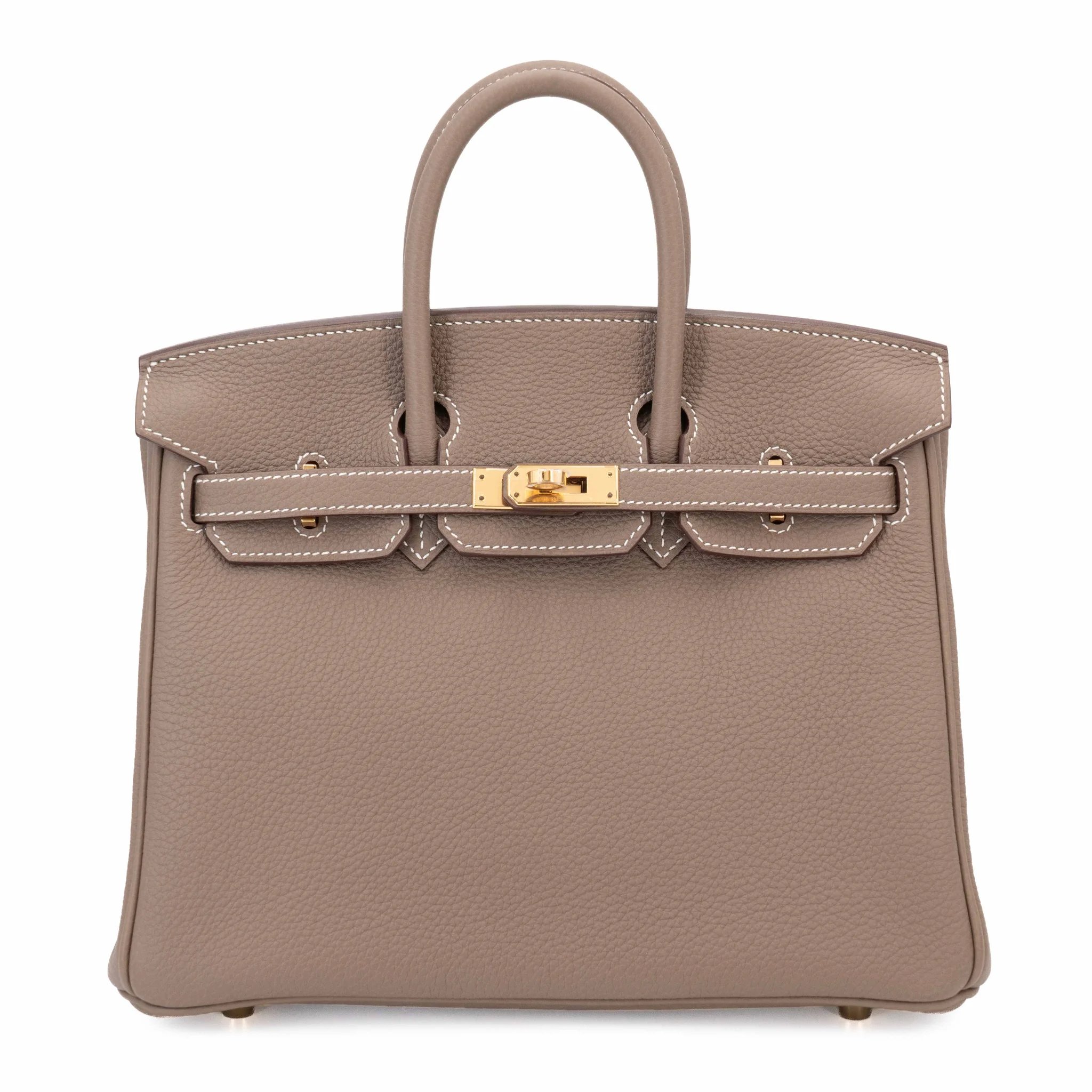 Excellent ( Rank SA ) HERMÈS Birkin 25 Etoupe (18) Togo Gold hardware W (2024)