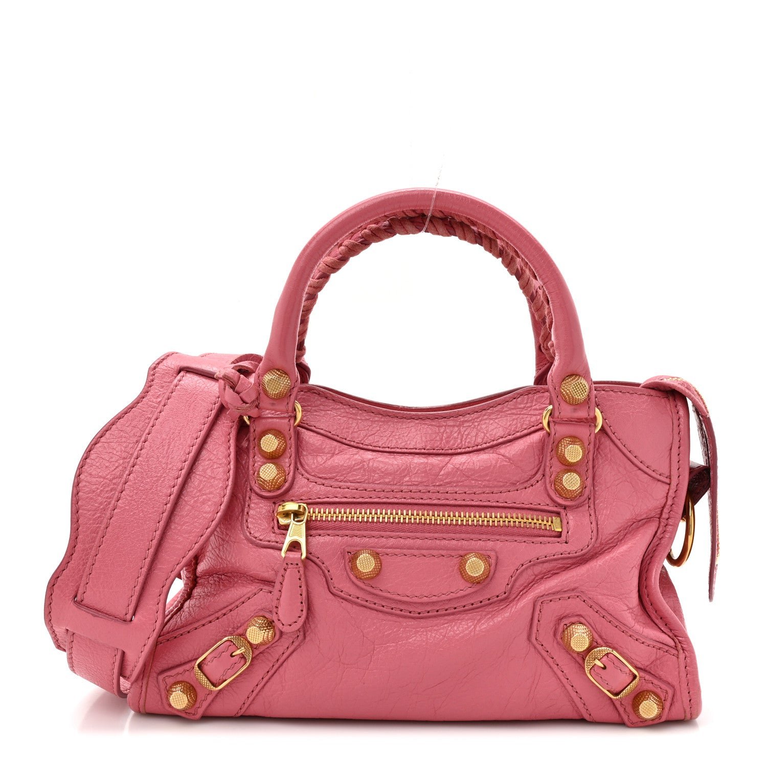 Balenciaga Agneau Giant 12 Gold Hardware Mini City Rose Bombon Raspberry