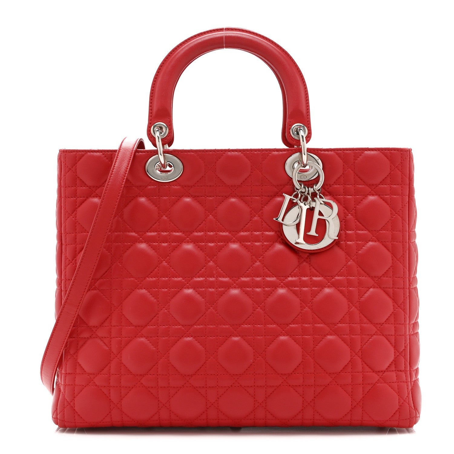 Christian Dior Lambskin Cannage Large Lady Dior Red