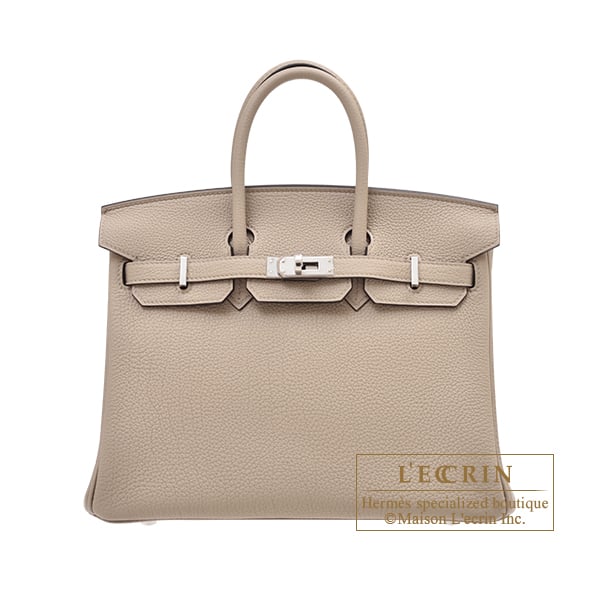 Hermes Birkin bag 25 Gris tourterelle Togo leather Silver hardware