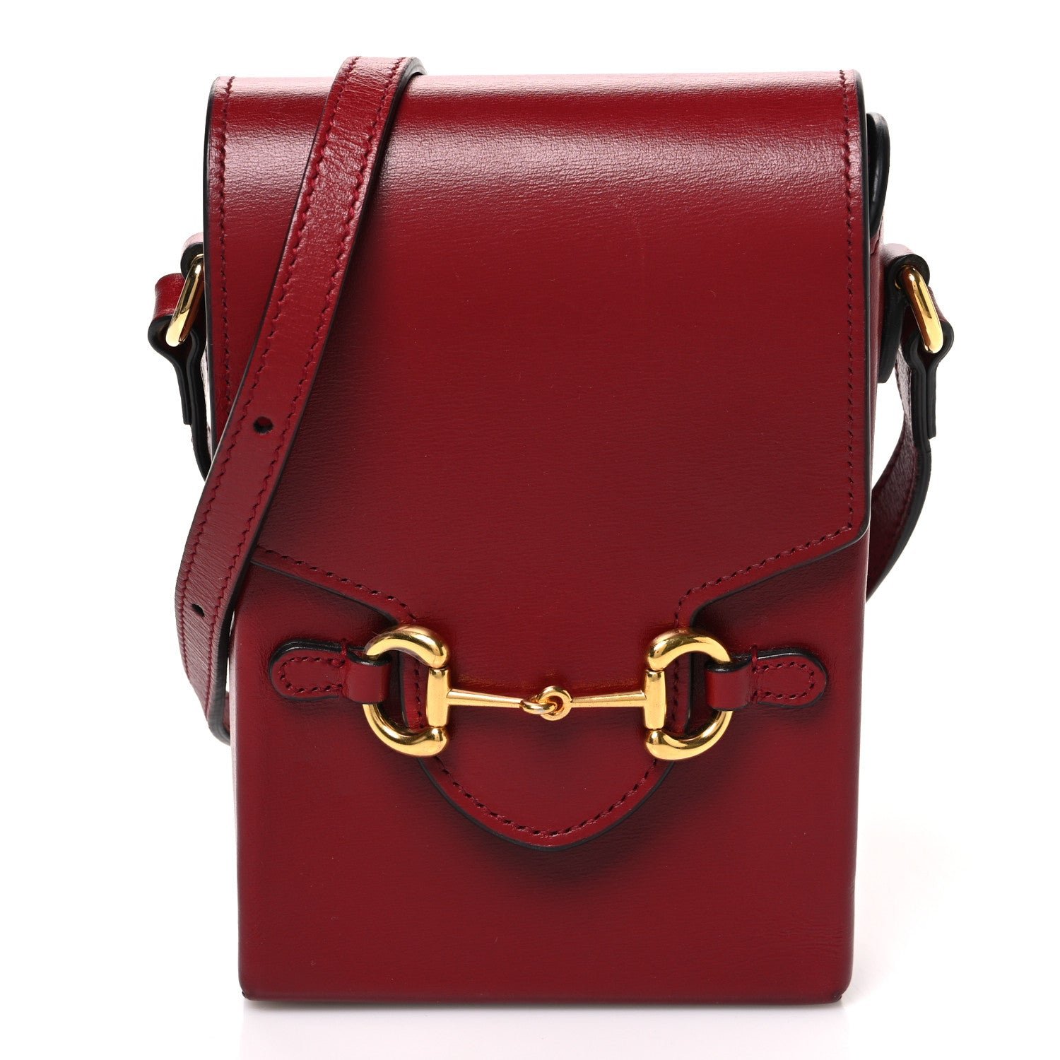 Gucci Boarded Plutone Calfskin Mini Horsebit 1955 Crossbody Bag New Cherry Red