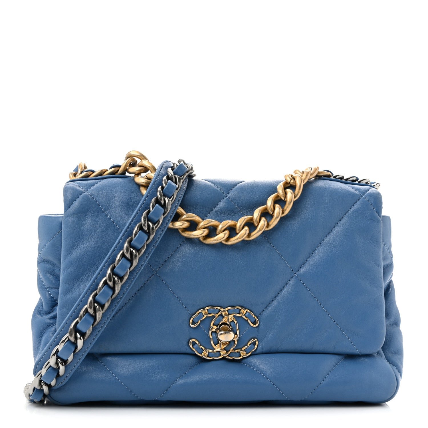 Chanel Lambskin Quilted Medium Chanel 19 Flap Blue