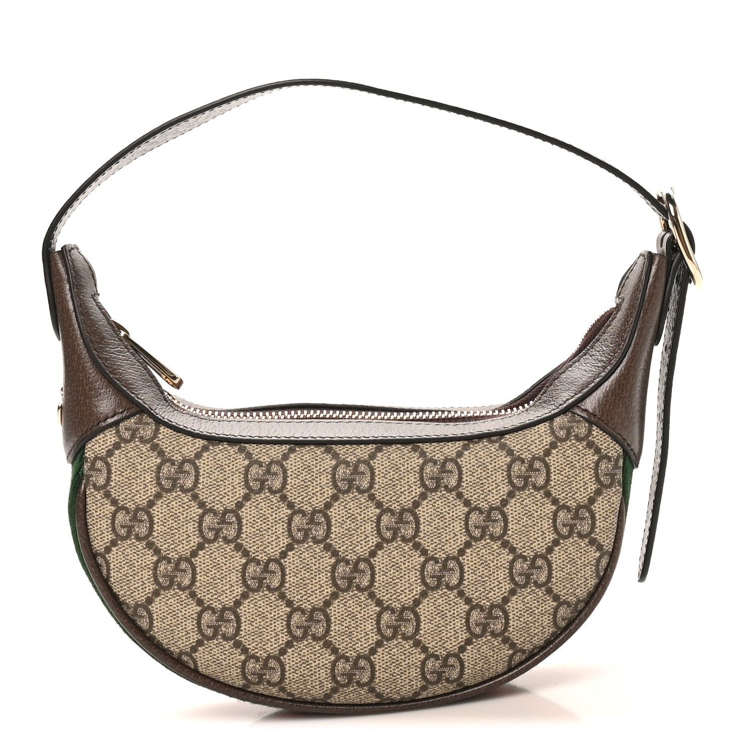 Gucci GG Supreme Monogram Textured Calfskin Web Small Ophidia Shoulder Bag Beige Ebony New Acero