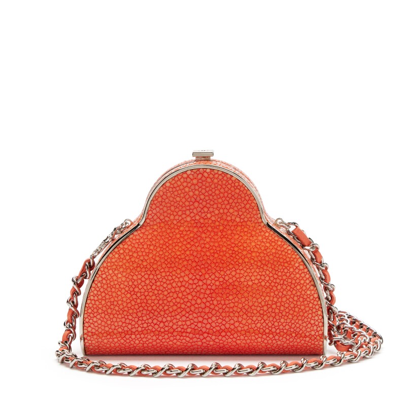 Flamingo Red Galuchat Stingary Frame Evening Bag Silver Hardware, 2005-2006