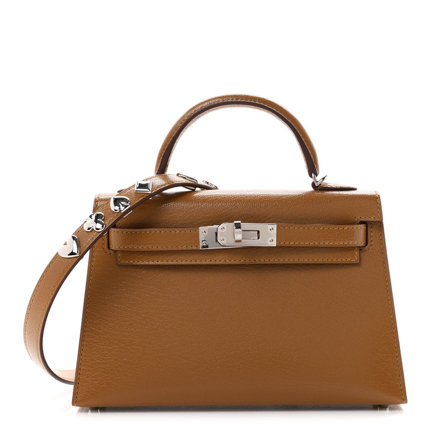 Hermes Chevre Chamkila Clou de Coeur Mini Kelly Sellier 20 Bronze Dore