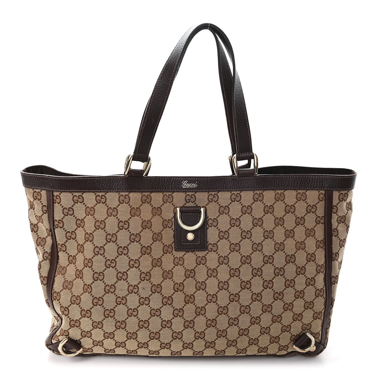 Gucci Monogram Large Abbey Tote Dark Brown