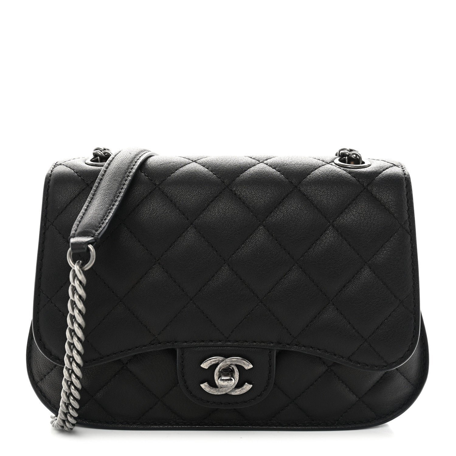 Chanel Lambskin Quilted Small Natural CC Flap Black