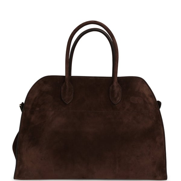 The Row The Row Soft Margaux 15 Bag Mocha Suede Gold Hardware