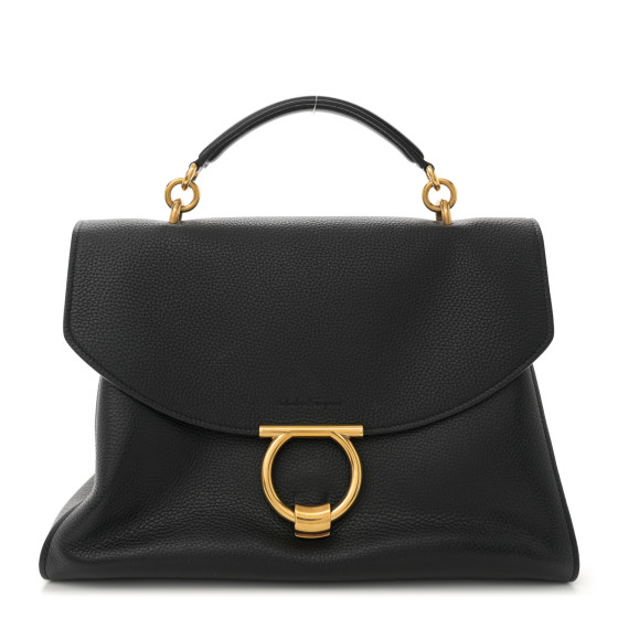 Salvatore Ferragamo Calfskin Medium Margot Top Handle Satchel Black
