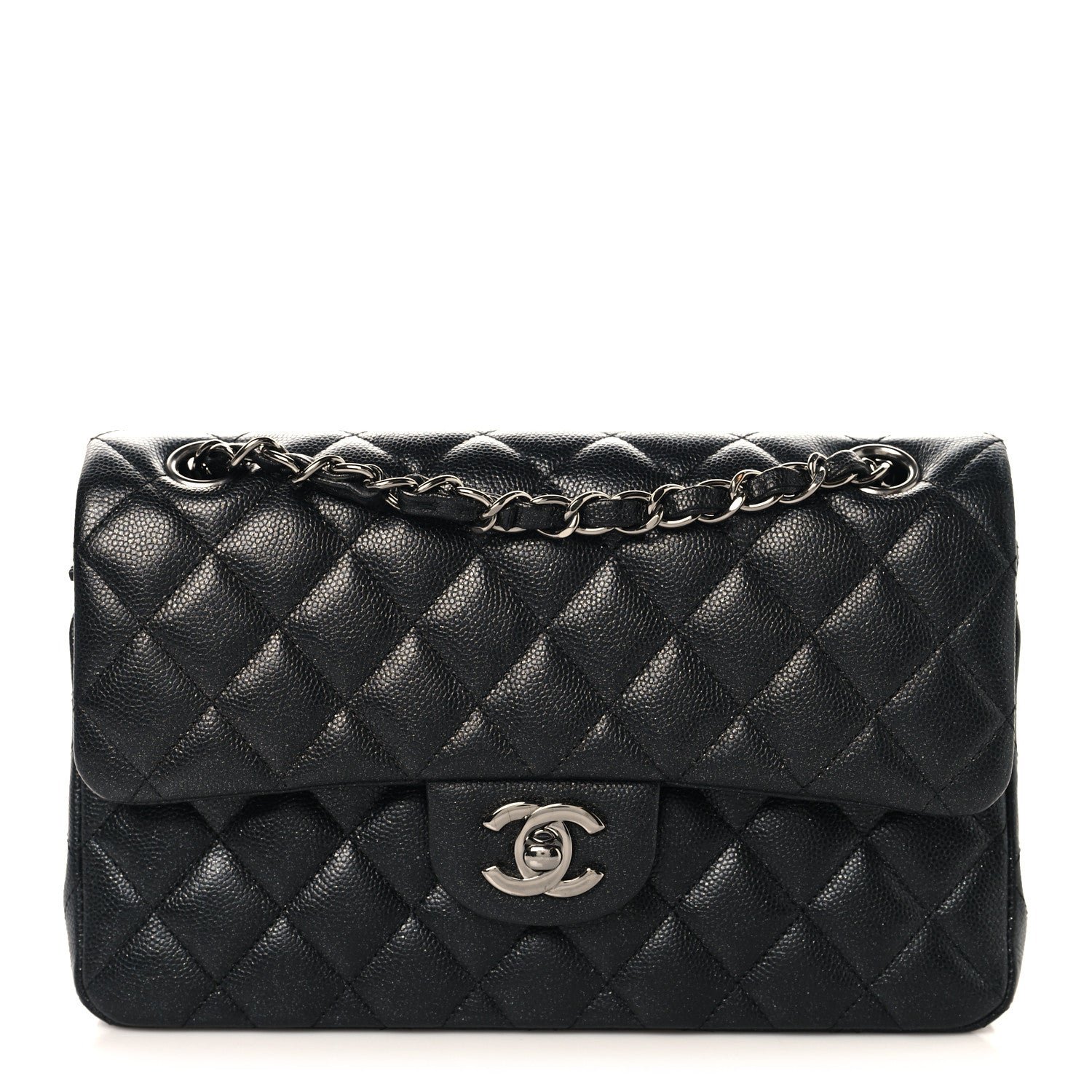 Chanel Iridescent Caviar Quilted Small Double Flap Black