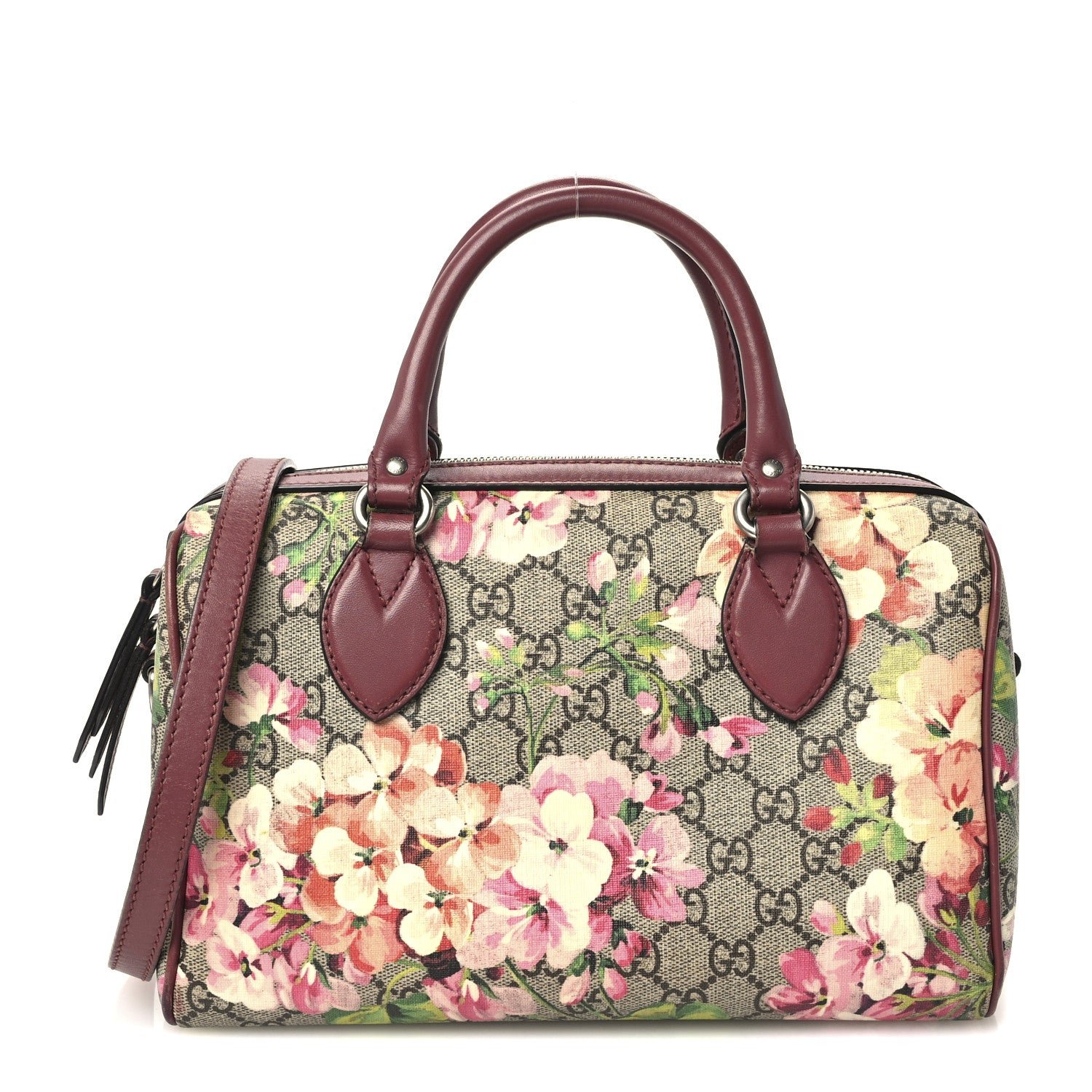 Gucci GG Supreme Monogram Blooms Small Boston Beige Multicolor Dry Rose