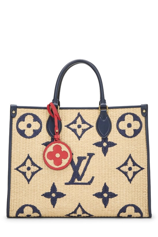 Navy Raffia On The Go Tote MM
