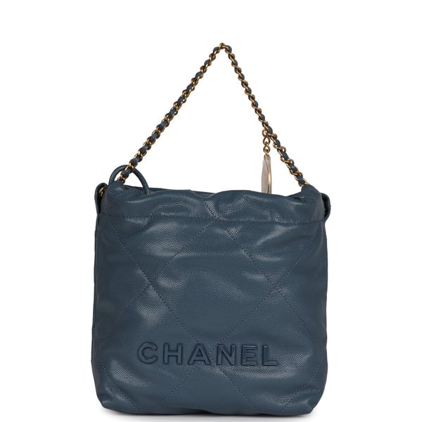Chanel Chanel Mini 22 Bag Blue Caviar Gold Hardware