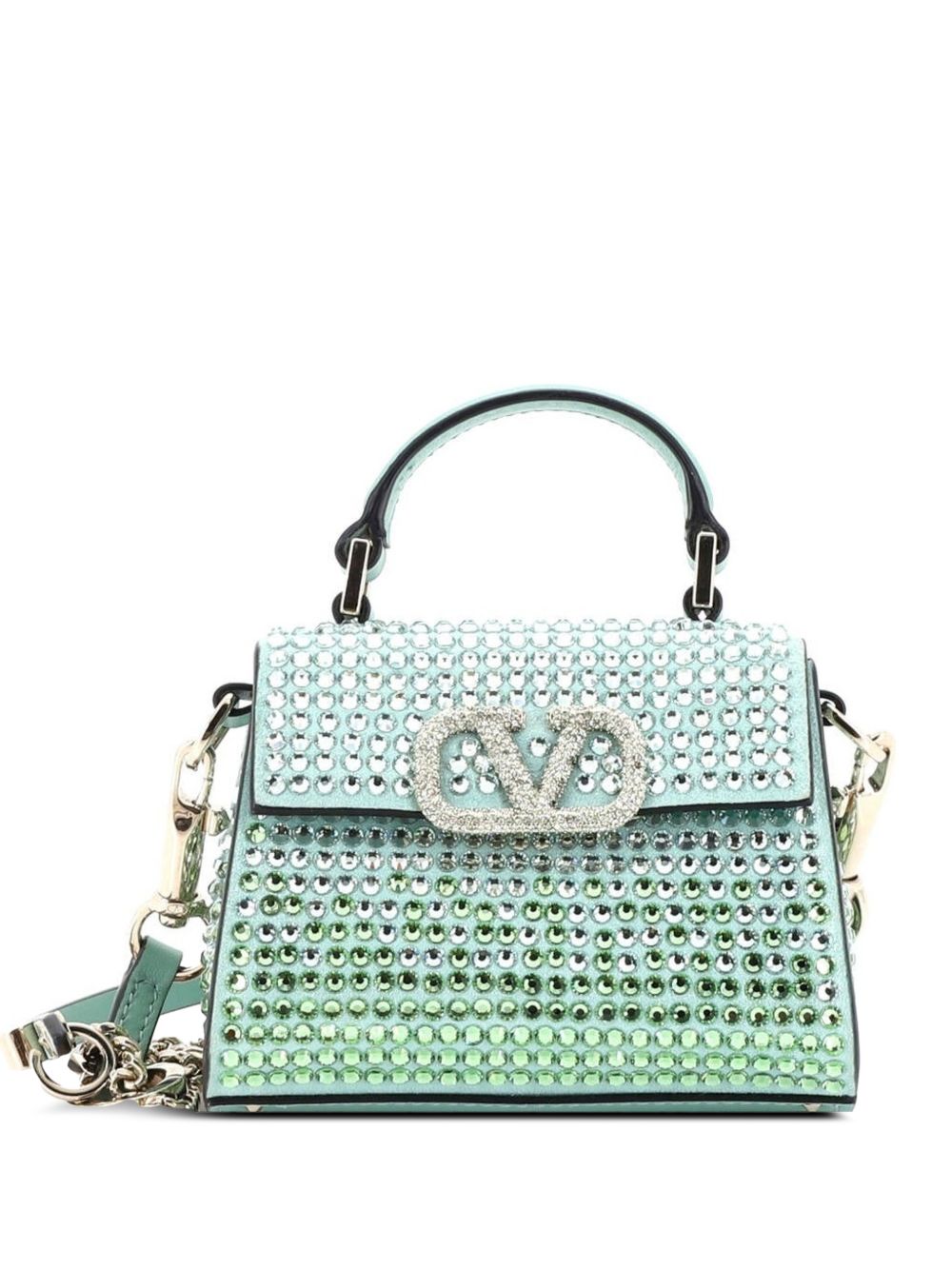 VSling Top Handle Bag Crystal Embellished Leather Micro satchel