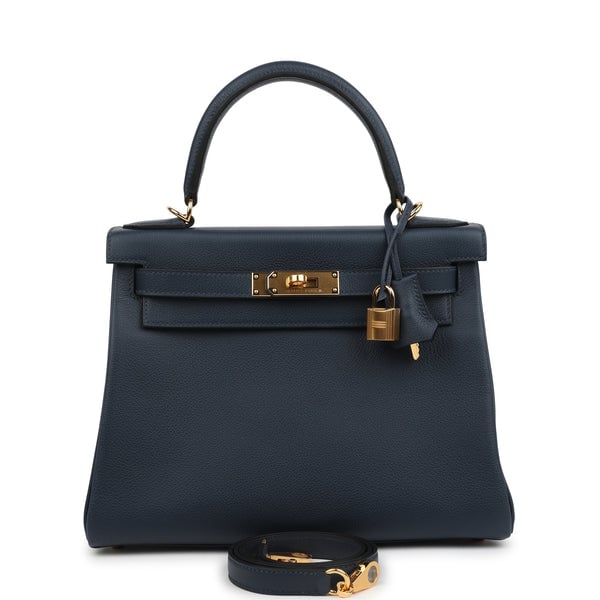 Hermes Hermes Kelly Retourne 28 Bleu Abysse Evercolor Gold Hardware