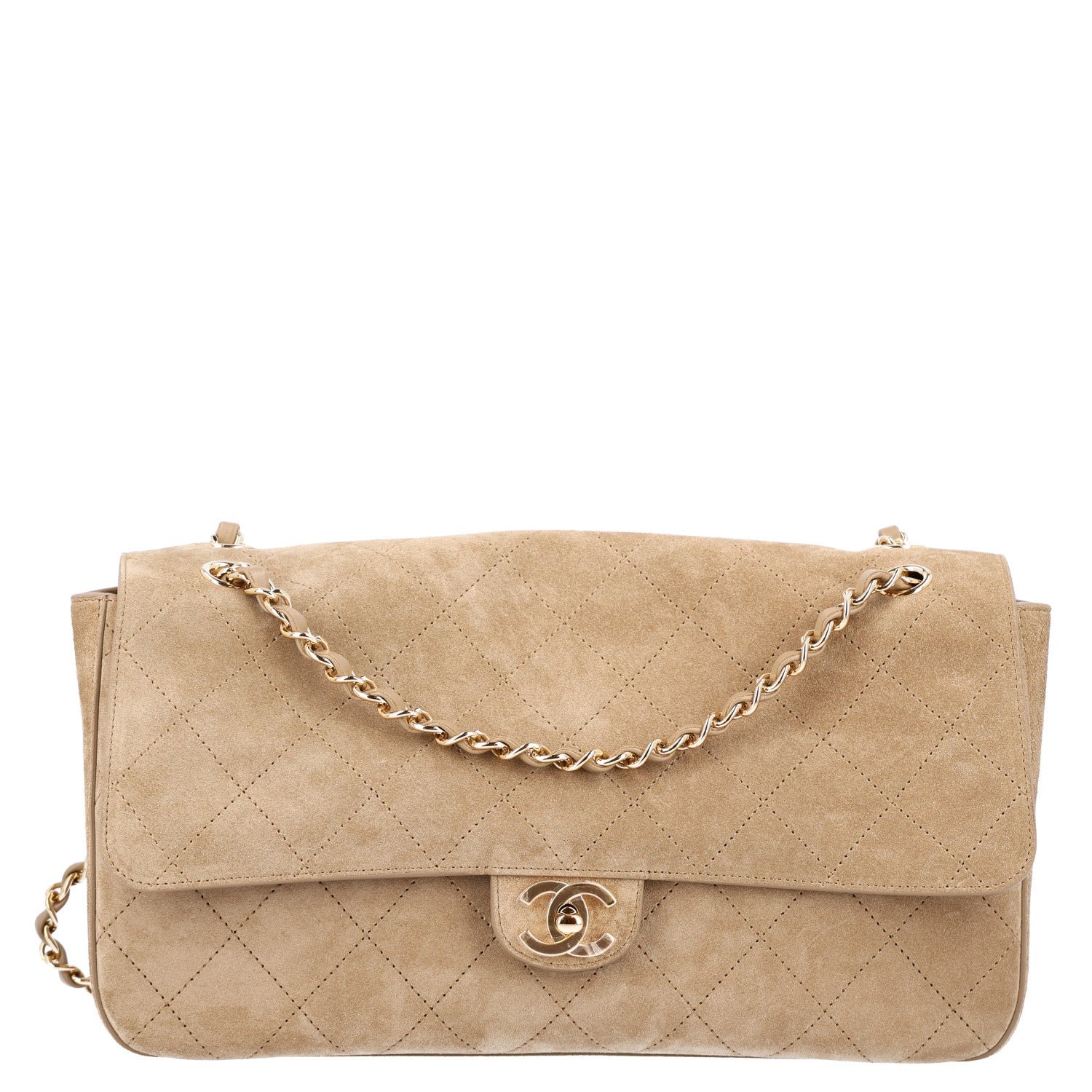 Chanel Suede Calfskin Small Souplissimo Maxi Flap Dark Beige