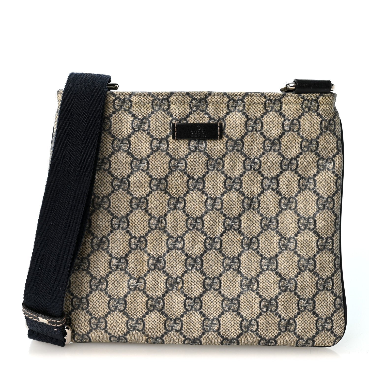 Gucci GG Supreme Monogram Small Flat Messenger Bag Navy