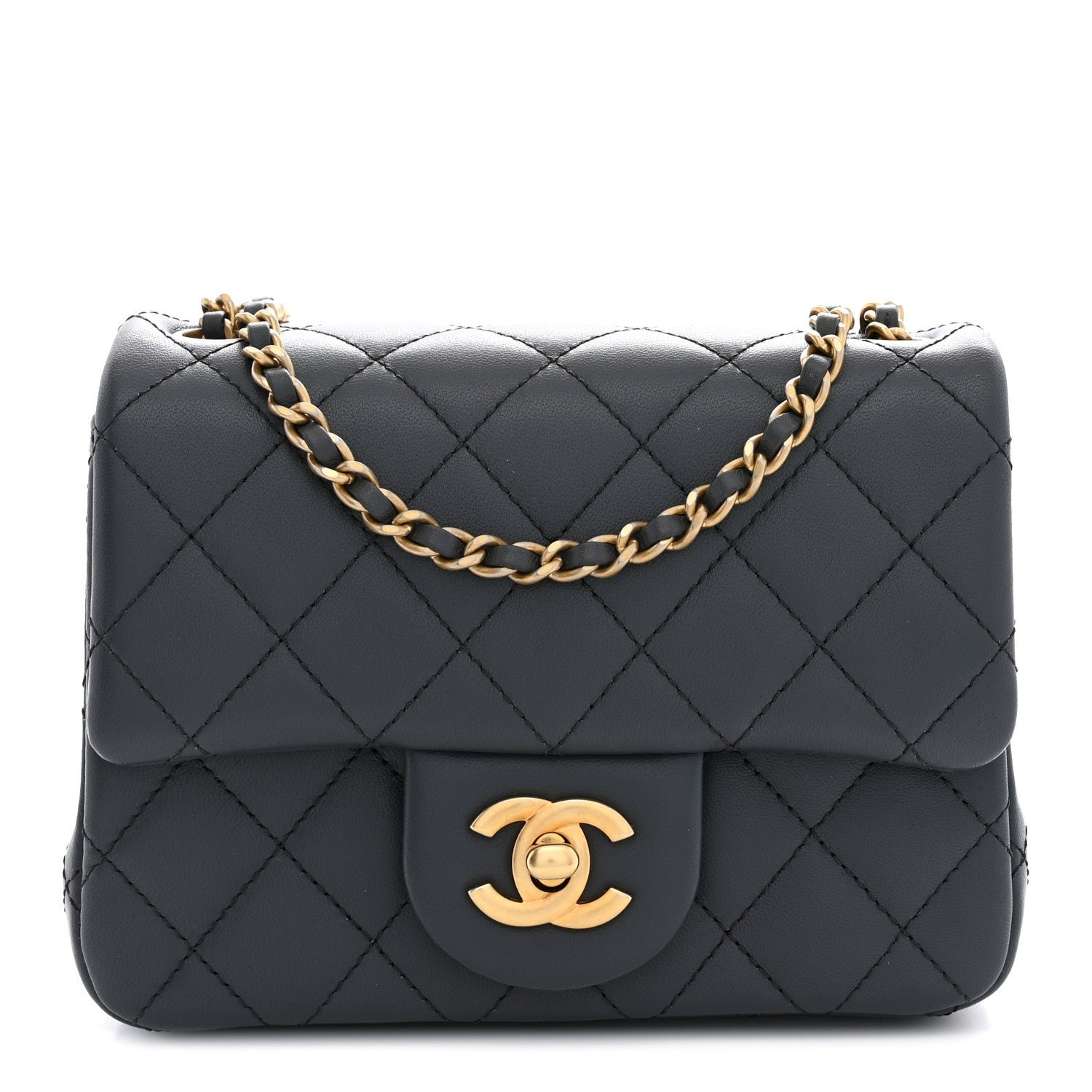 Chanel Lambskin Quilted Mini Pearl Crush Flap Dark Grey