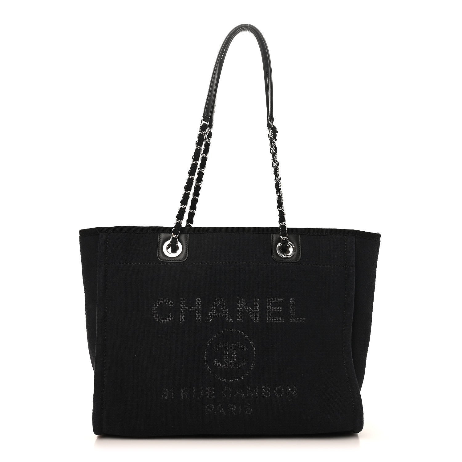 Chanel Mixed Fibers Small Deauville Tote Black