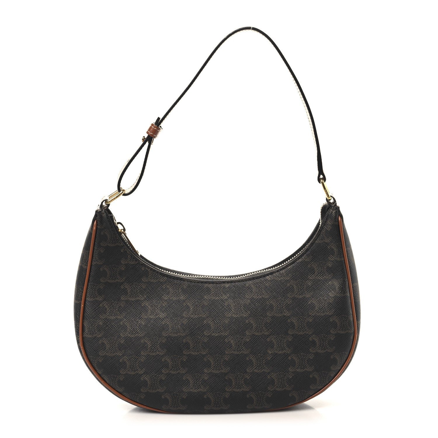 Celine Triomphe Canvas Calfskin Ava Shoulder Bag Tan