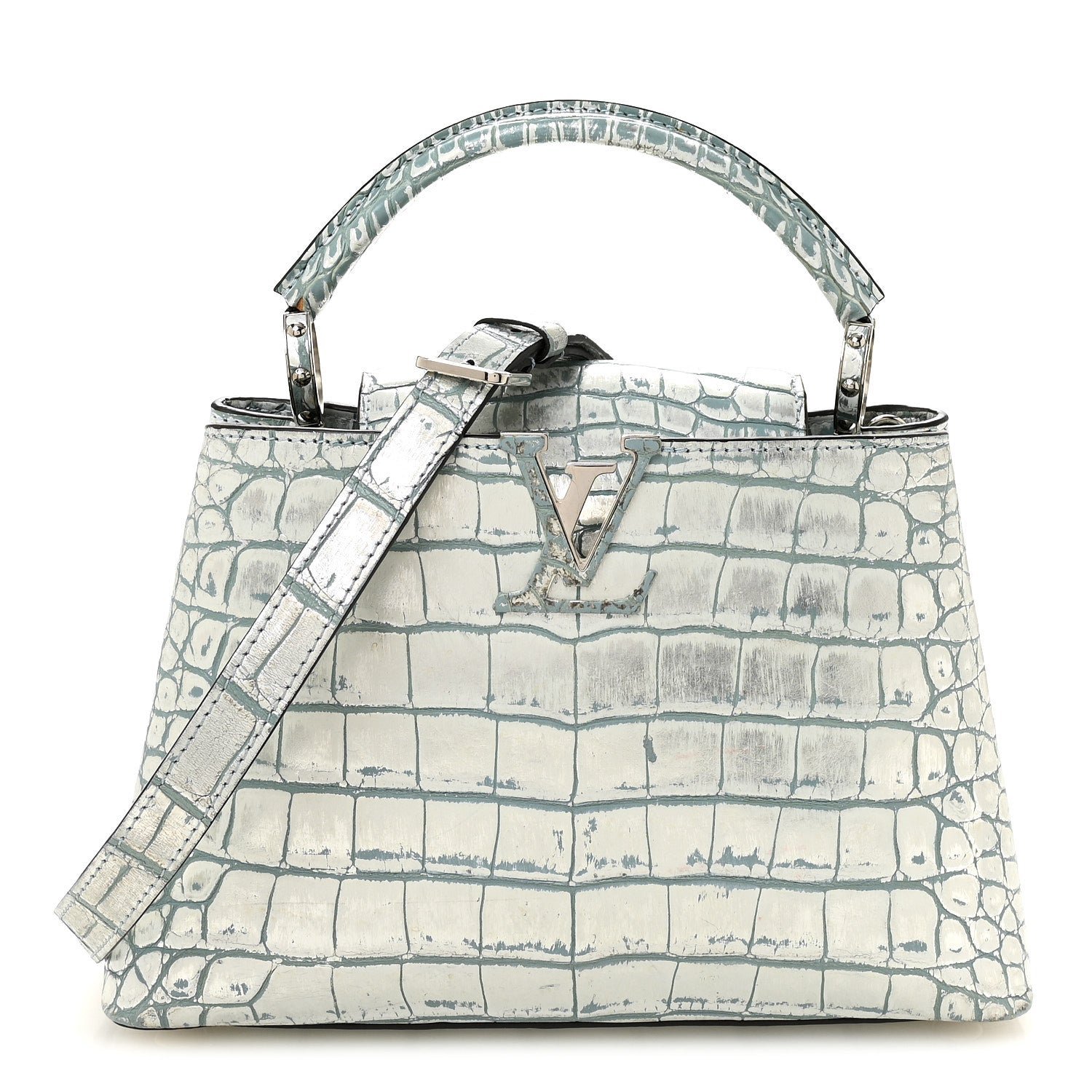 Louis Vuitton Alligator Capucines BB Blue Silver