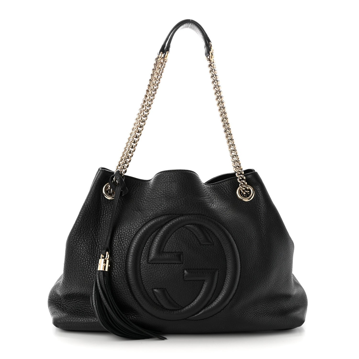 Gucci Pebbled Calfskin Medium Soho Chain Shoulder Bag Black