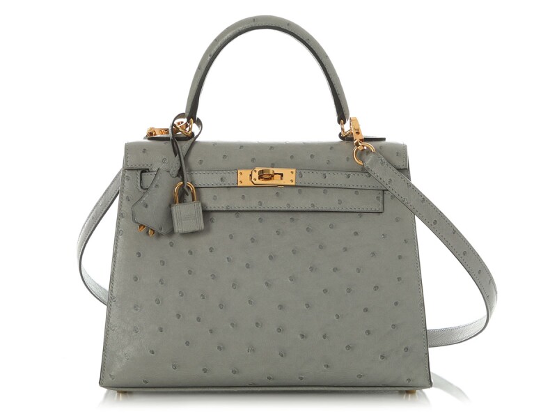 Hermes Bleu Glacier Ostrich Sellier Kelly 25 Gold Hardware, 2021