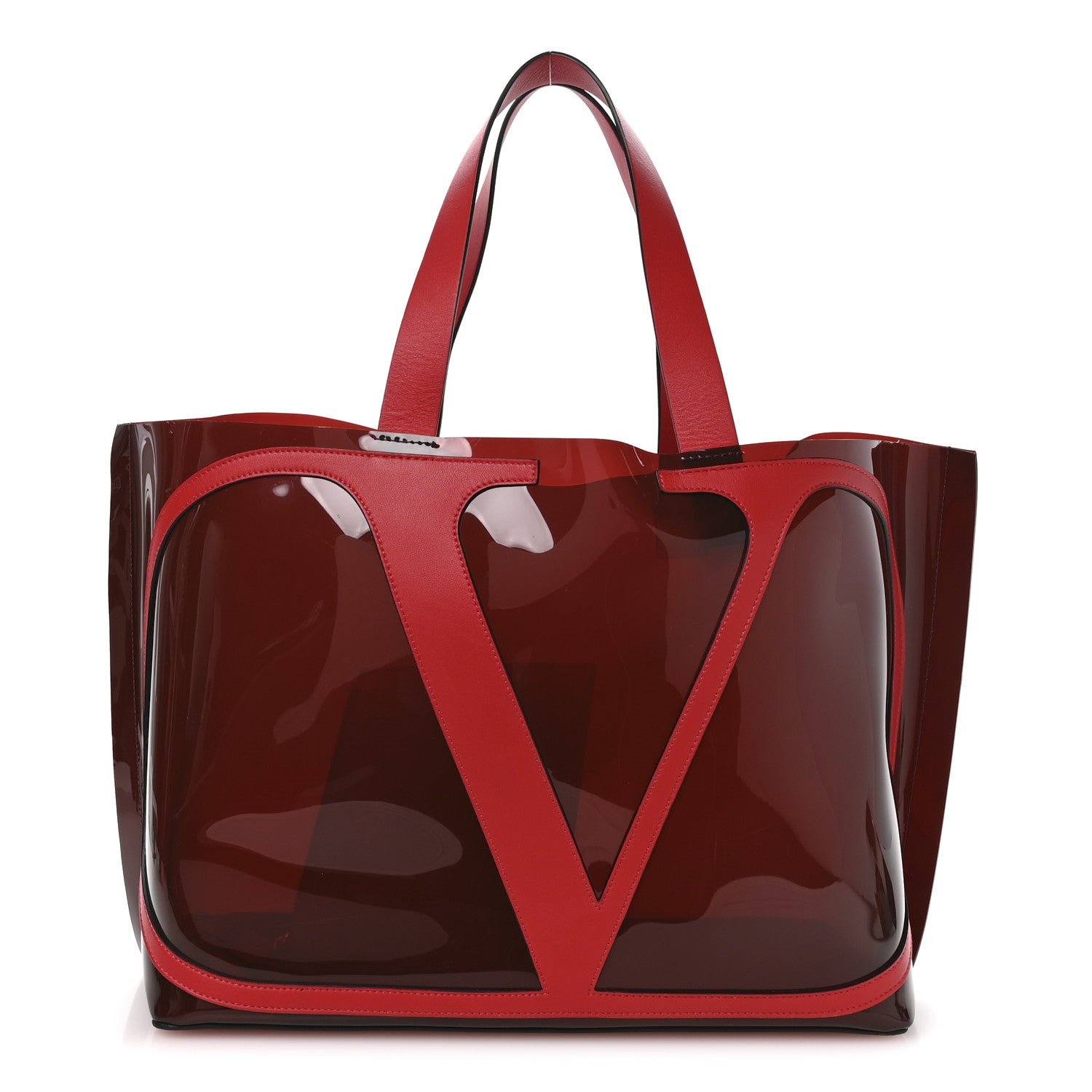 Valentino Garavani PVC Vlogo Escape Tote Red