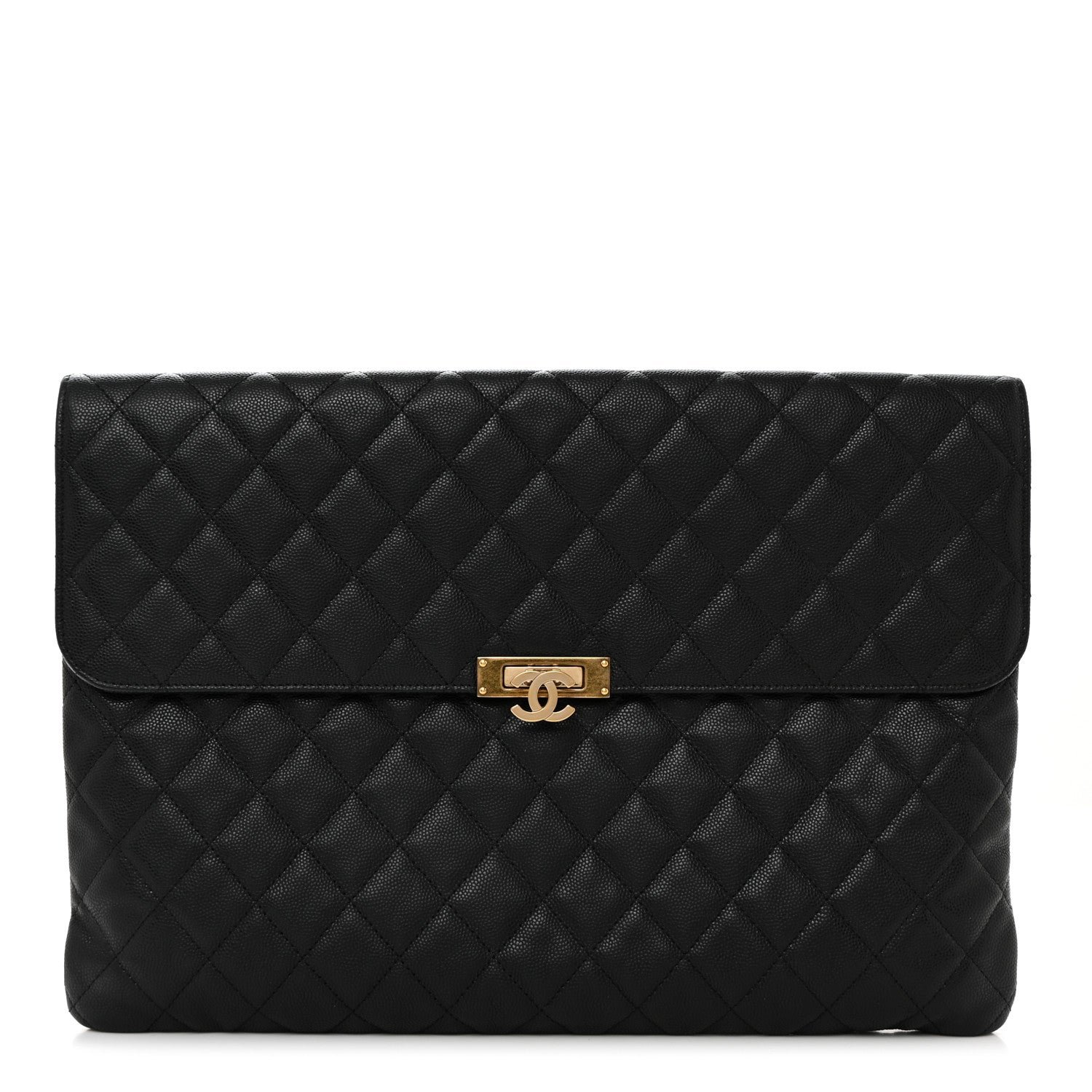 Chanel Caviar Quilted Large Golden Class Pouch Black