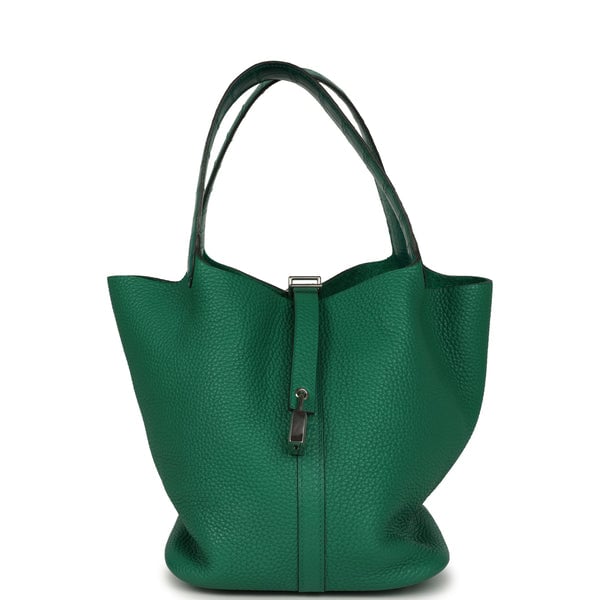 Pre-owned Hermes Picotin Lock 22 Vert Vertigo Clemence and Matte Alligator Touch Palladium Hardware