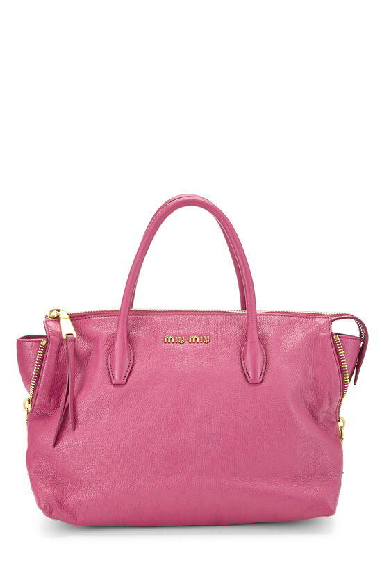 Miu Miu Pink Leather Side Zip Convertible Tote Small