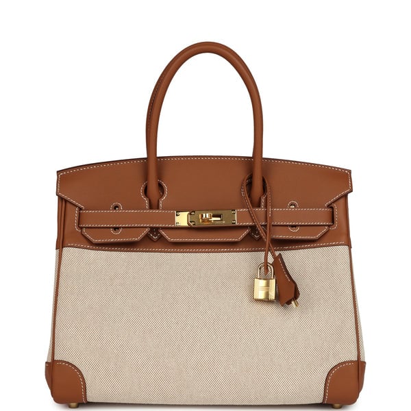 Hermes Hermes Birkin 30 Ecru Toile H Canvas and Gold Swift Gold Hardware
