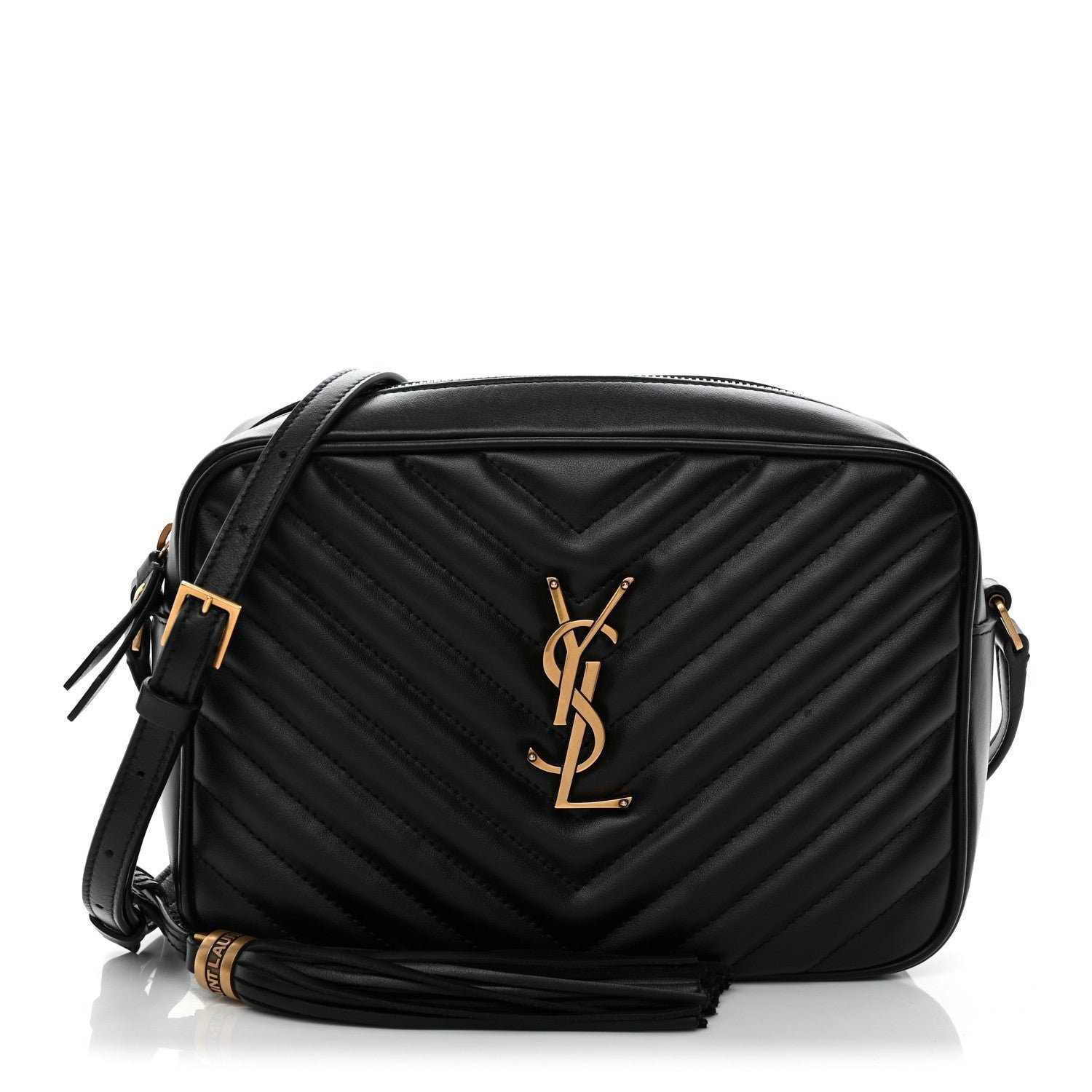 Saint Laurent Calfskin Matelasse Monogram Lou Camera Bag Black