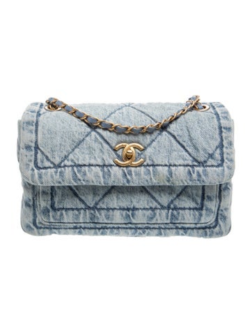 2025 Quilted Denim Large Flap Bag