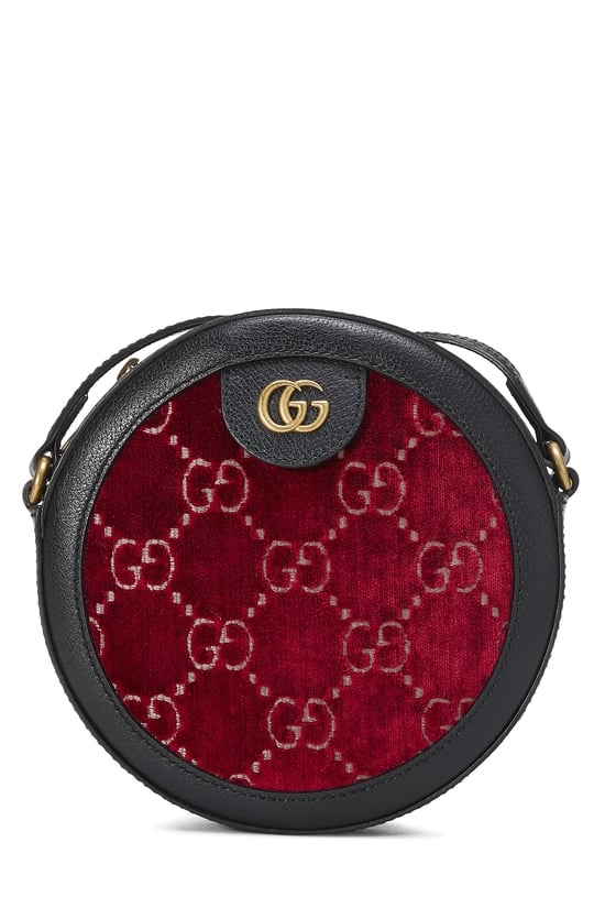 Gucci Red GG Velvet Ophidia Round Shoulder Bag Mini