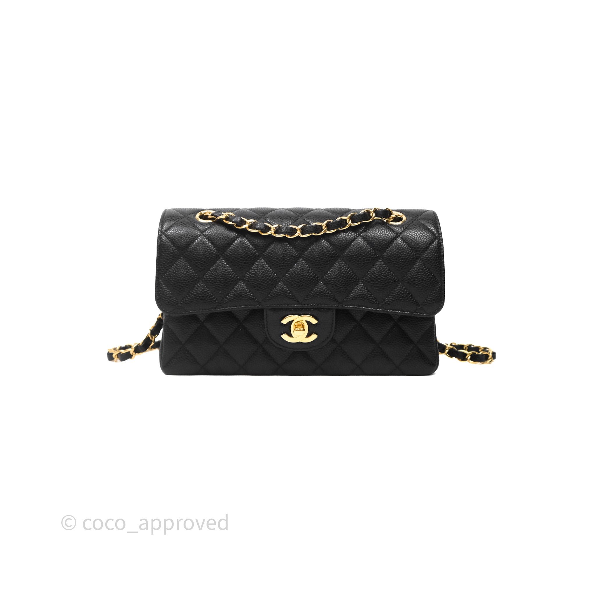 Chanel Small Classic Flap Quilted Black Caviar Gold Hardware