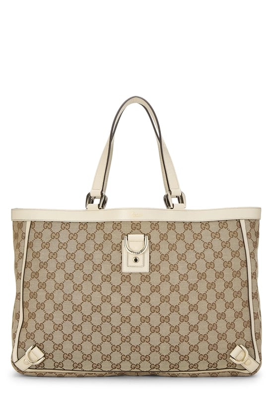 White Original GG Canvas D-Ring Abbey Tote Large