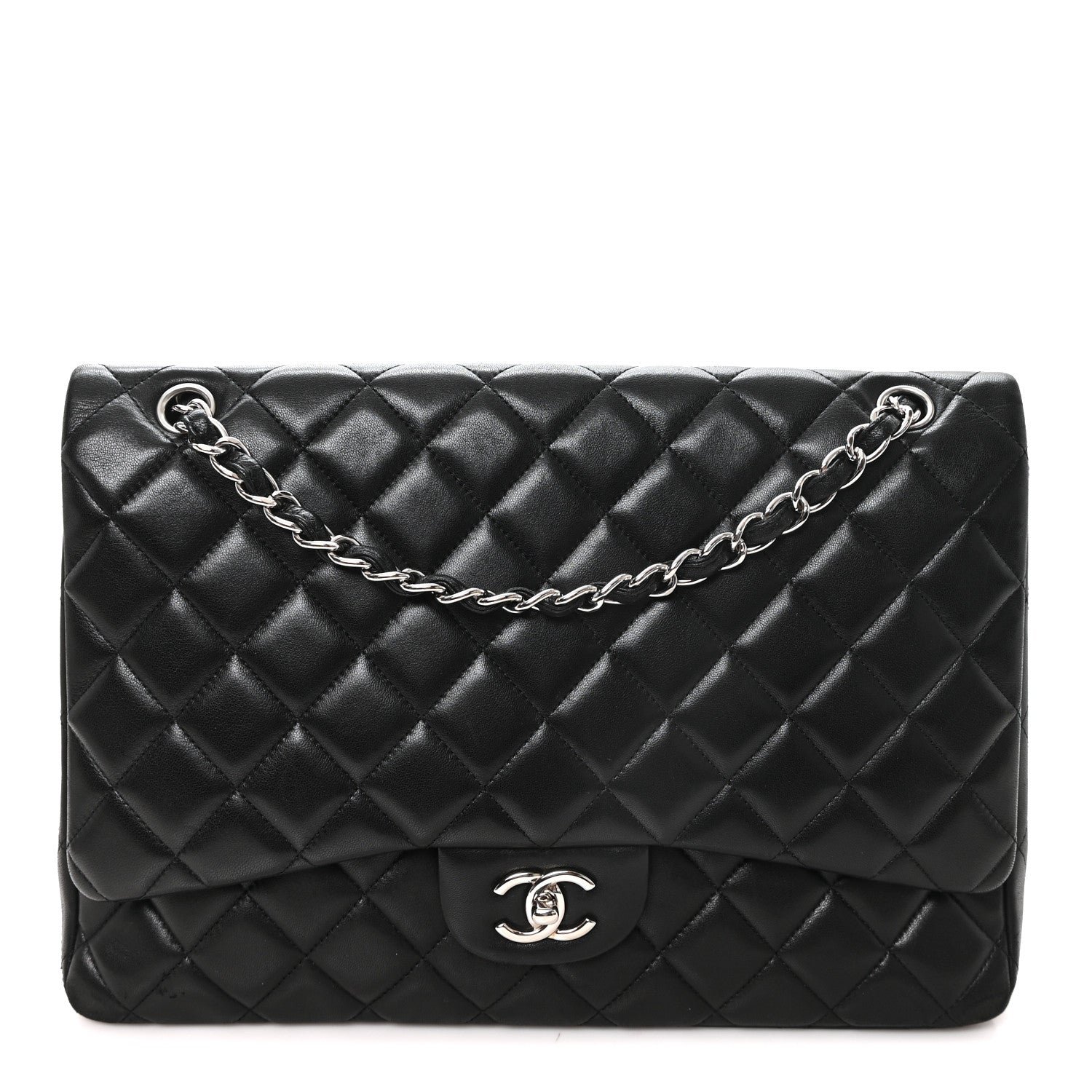 Chanel Lambskin Quilted Maxi Single Flap Black