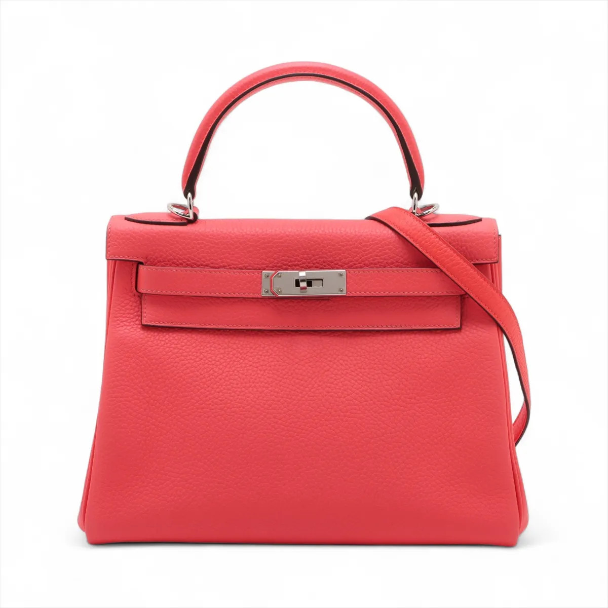 Hermès Kelly 28 Le Tournay Taurillon Clemence Rose texas Silver Metal Fittings Y