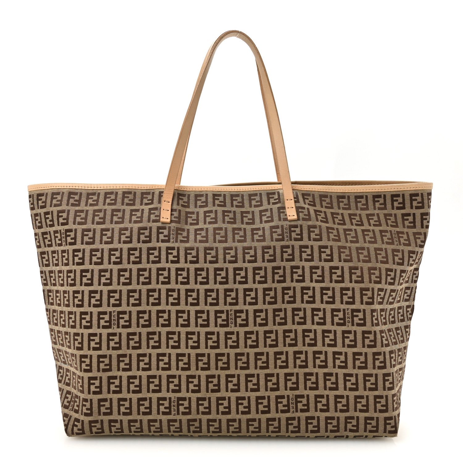 Fendi Zucchino Shopping Tote Beige Beige Tobacco