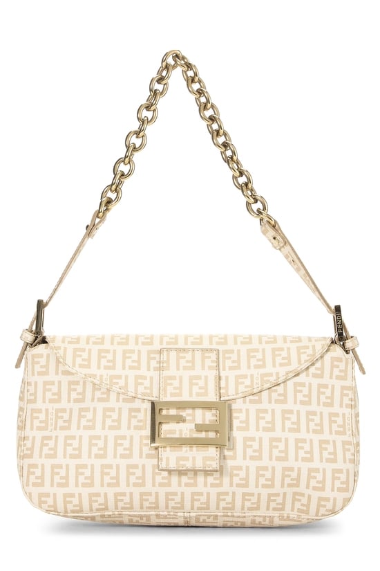 Beige Zucchino Coated Canvas Shoulder Bag
