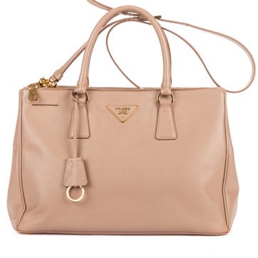 Leather Small Double Zip Galleria Tote