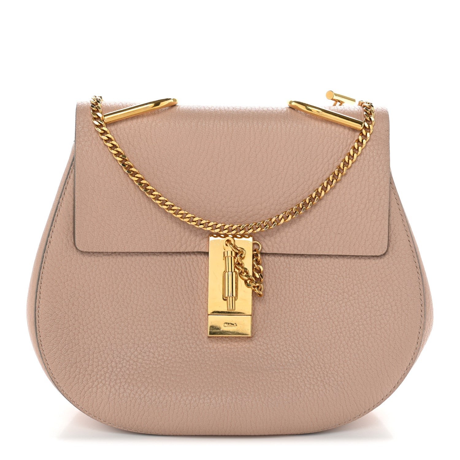 Chloe Grained Lambskin Drew Shoulder Bag Cement Pink
