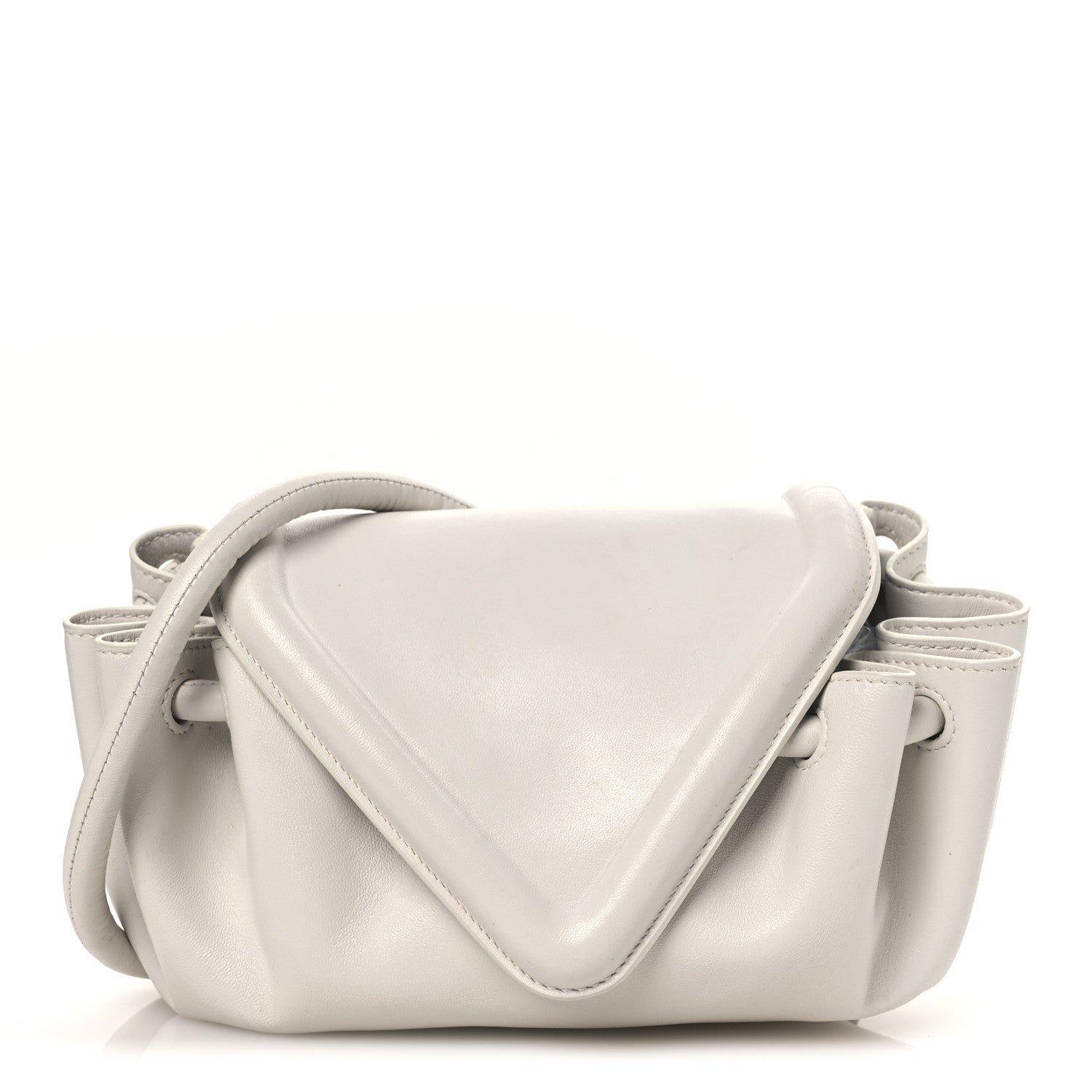 Bottega Veneta Lambskin Small Beak Triangle Flap Shoulder Bag Chalk