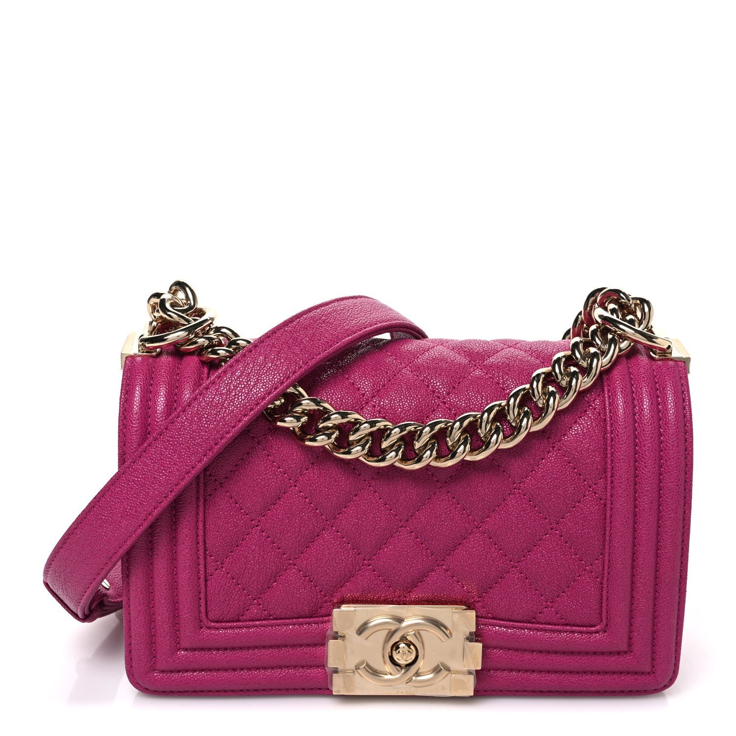 Chanel Caviar Quilted Small Boy Flap Fuchsia