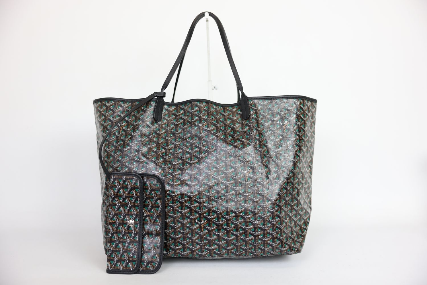 Goyard Saint Louis GM Tote Bag, Black Claire Voie Canvas and Leather Trim, Preowned in Dustbag WA001