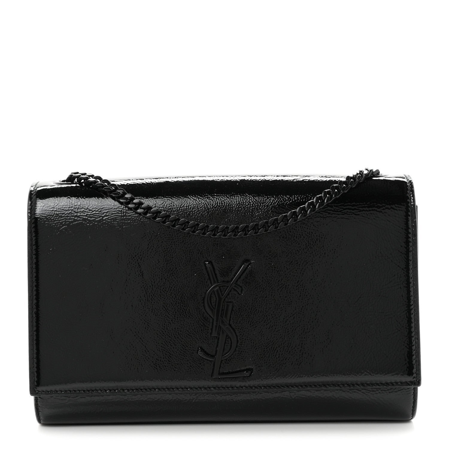 Saint Laurent Textured Patent Medium Classic Monogram Kate Satchel Black